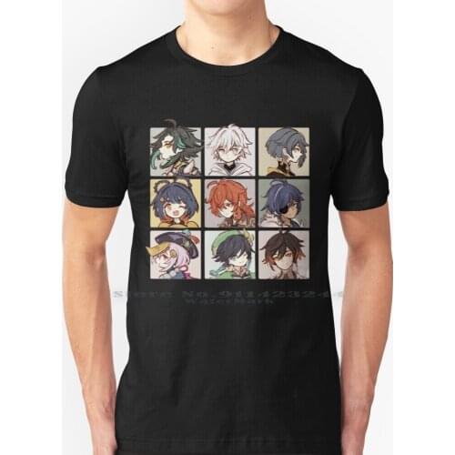 Genshin Impact Characters Chibi Assemble T Shirt 100% Pure Cotton Genshin Impact Characters Genshin Impact Chibi Chongyun Chibi
