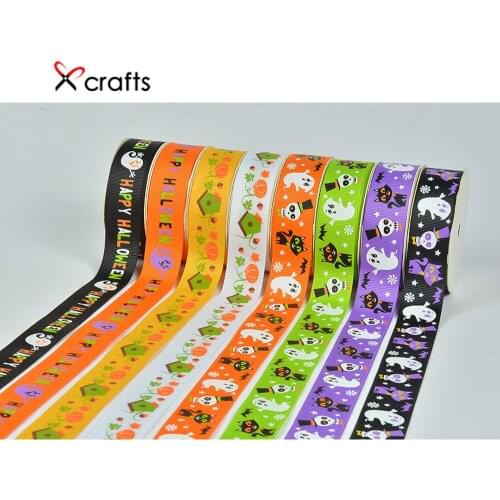 Grosgrain Ribbon 100% Polyester Halloween Printed Series 25mm DIY Hair Bow Accessories Handmade Materials Gift Wrap BBXQ-010