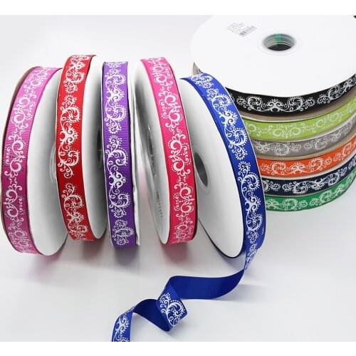 7/8" 50 yards Silver foil printed grosgrain ribbon