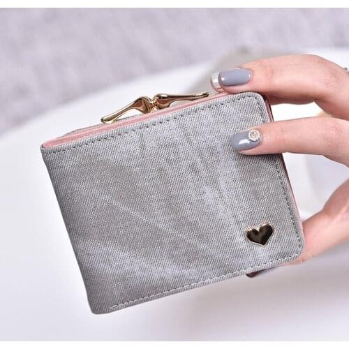 2021 New Women Small Clutch Wallet MultiFunction Change Purses Heart Decoration Big Capacity Wallets Cute Card Holder Money Bag