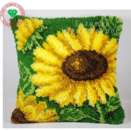 Carpet embroidery flowers Sunflower Latch hook rug kits knitting needles crochet hooks Felt Craft Stitch threads Pillow Carpets