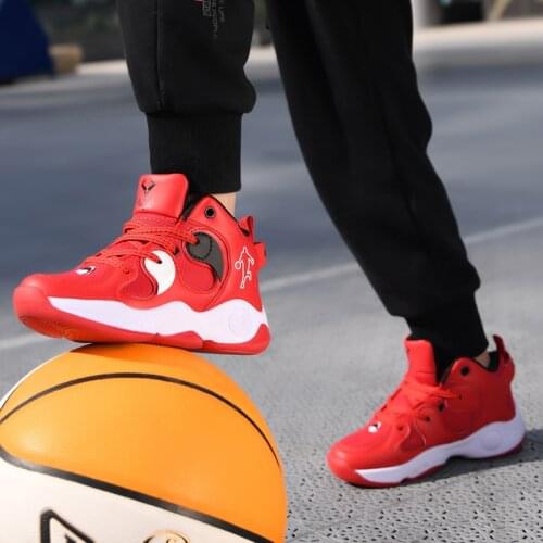 Teens Breath ableLeisure mountain running basketball shoes Wear-resistant Solid Color Childrens Red Sneakers Size31-40