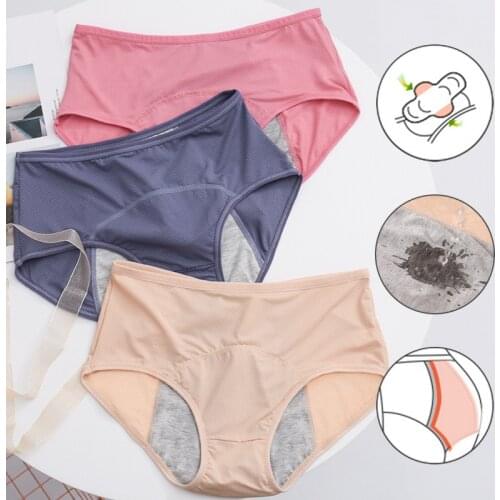 L~8XL Women Big Size Leak Proof Menstrual Panties Incontinence Physiological Underwear Plus Size Women Period Panties Briefs