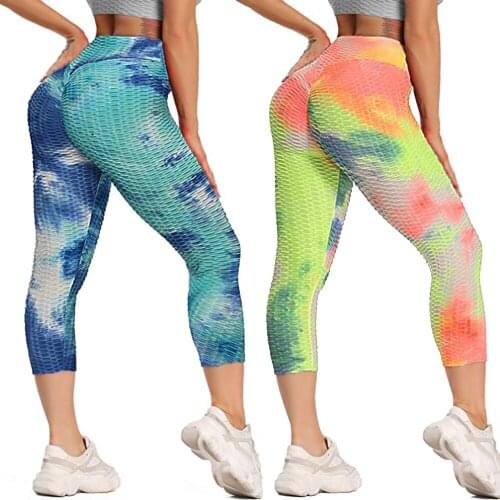 Calf-Length Pants Leggings Fitness Women Yoga Pants High Waist Push Up Leggins Sport Running Tights Women Gym Workout Sportswear