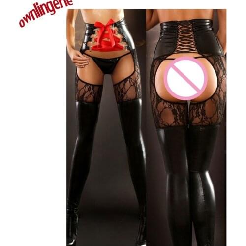 Hot sale Women Leggings Open Crotch Legging Punk Clubwear Fashion Gothic trousers Ladies with G-String