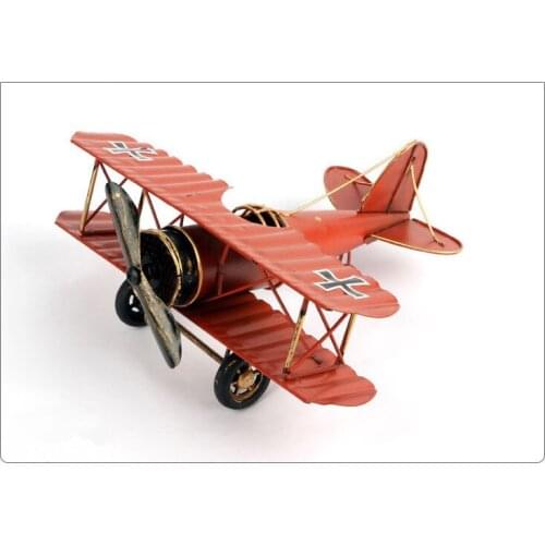 Metal Plane Retro Biplane Model Home Decor Iron Aircraft Glider Biplane Pendant Airplane Figurines Status Children Gift