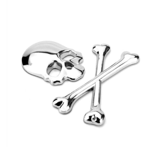 MR TEA Car Sticker 3D Skull Metal/ABS Skeleton Crossbones Label Skull Emblem Badge Car Styling Motorcycle Decor accessories