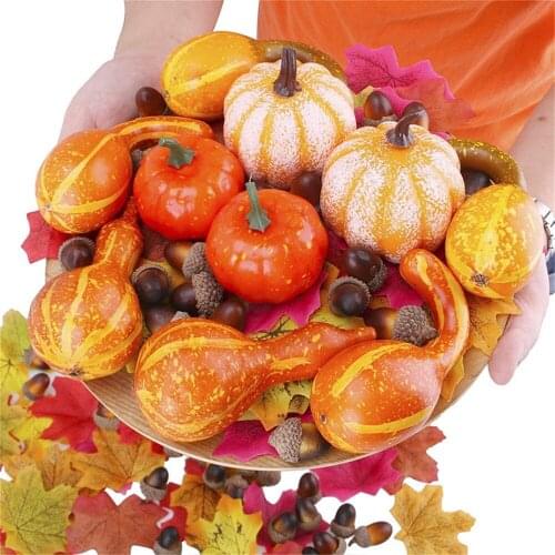 Halloween Bubble Fake Pumpkin Maple Pine Cones Set 50/70/86/128/166pcs Halloween Christmas Thanksgiving Decor Photo Props Decor