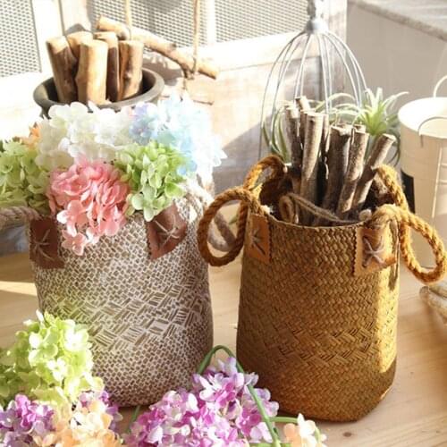 Natural Handwoven Bag Tote Shopping Picnic Basket Laundry Hamper Organizer Bin