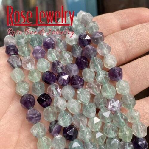 6/8/10mm Natural Faceted Green&Purple Fluorite Stone Smooth Beads For Jewelry Making Bracelet Accessories 15"Strand Wholesale