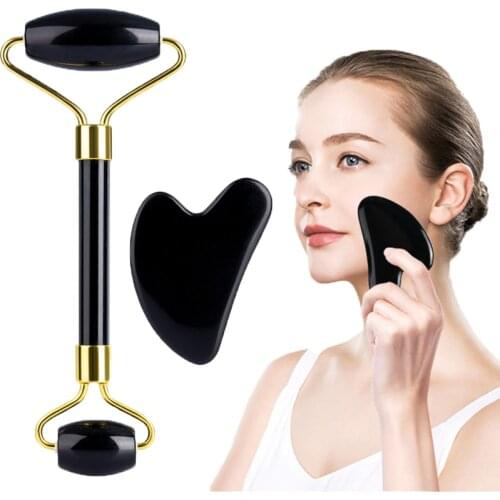 Natural Jade Roller Face Massager Stone Needle Gua Sha Gouache Scraper Facial Massage Lifting Anti Wrinkle Beauty Skin Care