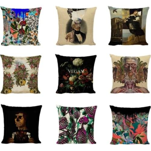 Sugar Skull Cushion Covers Flowers Modern Style Art Painted Mexican Home Decor Gaming Chair Day Of The Dead Throw Pillows Cover