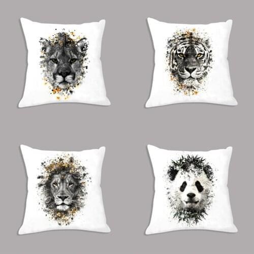 Leopard Panda Lion Tiger Watercolor Printed Cushion Cover Nordic Pillowcase Decorative Pillow Cover 45x45cm Throw Pillows