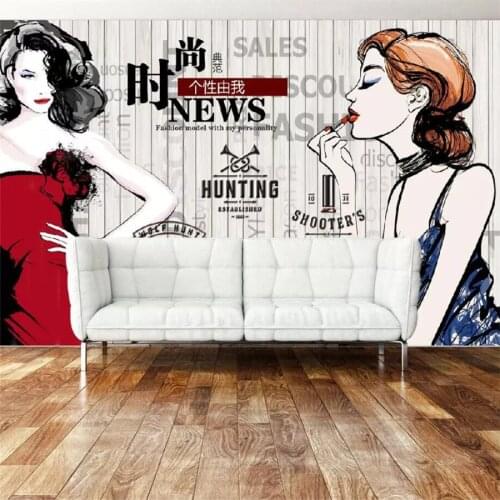 Beibehang Custom wallpaper 3d photo murals retro nostalgic fashion makeup beauty shop sofa background wall papers home decor 3d