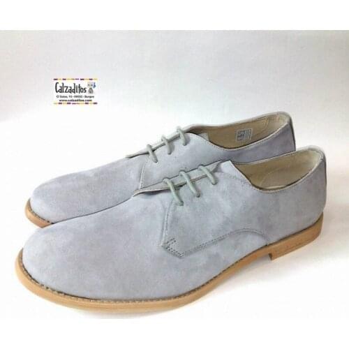 Boys communion shoes in plain suede in gray with laces, Oca-Loca