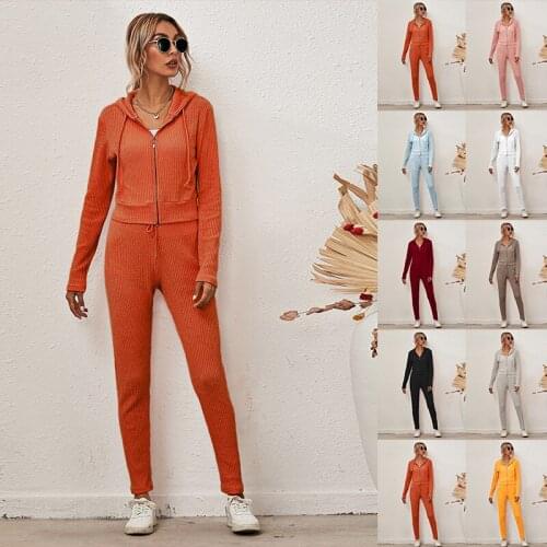 Solid Color Tracksuit Women Two Piece Set Autumn Clothes Zipper Top and Long Pants Suits Casual Womens Sets Streetwear Outfits