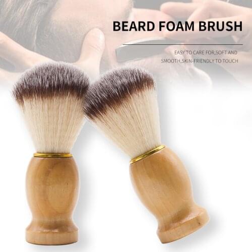 Barber Men Wooden Handle Beard Brush Natural Foam Shaving Brush Pro Salon Tool Safety Razor Brush
