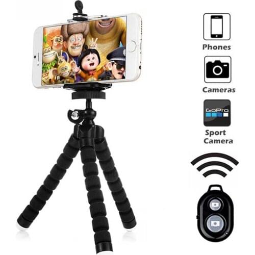 Portable Flexible Tripod Stand Mini Tripod Sponge Octopus Holder Smartphone Clip for iPhone Flexible Live with Remote Shutter