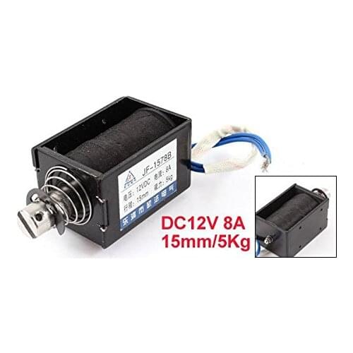DC 12V 8A 15mm Stroke 5Kg 50N 11Lb Holding Force Push Pull Solenoid Electromagnet Open Frame Type
