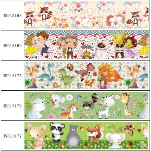 HuangTao 22MM 25MM 38MM 50MM 75mm Printed Pattern on Grosgrain Ribbon for diy ribbon