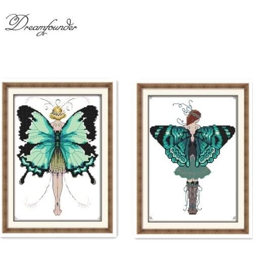 The butterfly fairy cross stitch kit aida 14ct 11ct count print canvas stitches embroidery DIY handmade needlework