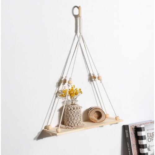 Hand Woven Wall Hanging Flower Macrame Wall Tapestry Shelf Wall Decoration Rack Tassel Tapestry Boho Hanging Basket Hanging Pot