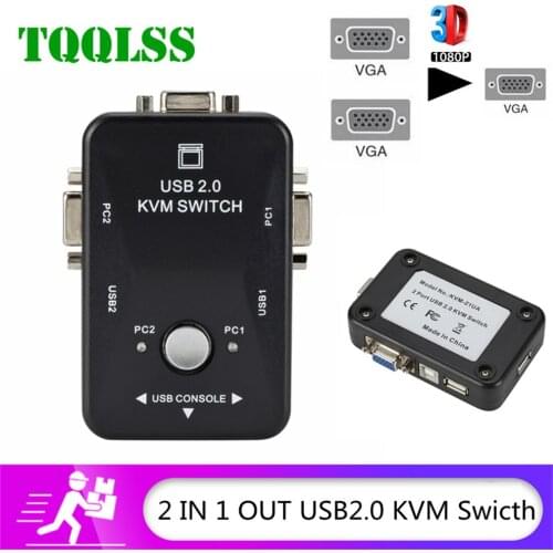 TQQLSS USB Sharing KVM Switch Switcher 2 Port VGA SVGA Switch Box USB 2.0 Mouse Keyboard Printer Switch for 2 computer Share kvm