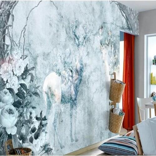 Wellyu Custom large fresco Nordic nostalgia elk TV backdrop non - woven wallpaper papel de parede para quarto