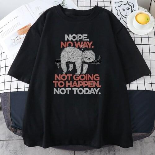 Sloth Nope Print T Shirts Women Summer Short Sleeve O Neck Harajuku T-shirt Female New Brand Hip Hop Streetwear Black Tee Shirts