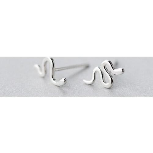 MloveAcc 100% 925 Sterling Silver Women Earrings Jewelry Fashion Cute Snake Stud Earrings for Girls Lady
