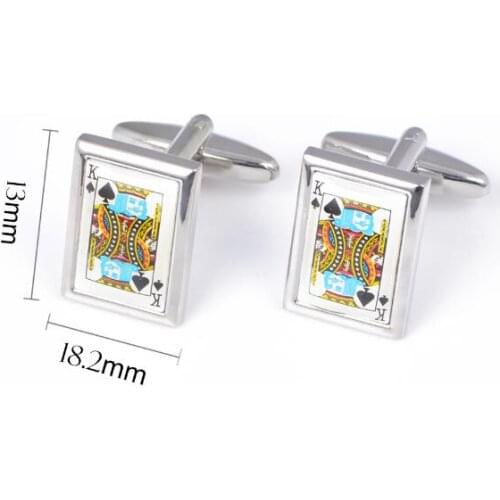 10pairs/lot Silver Poker Spade K Cufflinks Enamel Copper Cuff Links Mens Jewelry Gift Wholesale