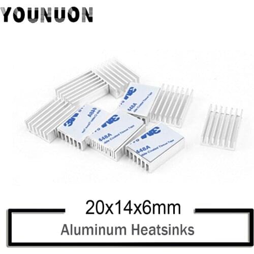 1000Pcs YOUNUON 20x14x6mm Radiator Heatsink Cooler Cooling Fin Aluminum Heat Sink for Chip, LED, Power IC Transistor Module PBC