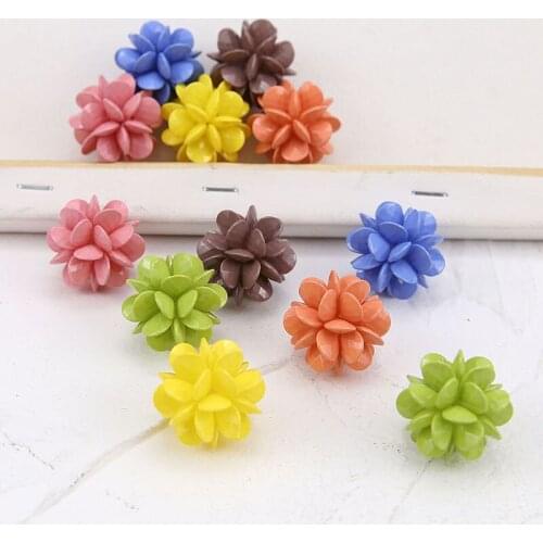 4pcs 2020 Vintage Fresh And Simple Resin three-dimensional Flower Beads Pendant Dangle Drop Earrings Diy Jewelry Accessories