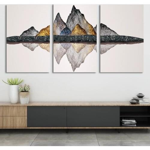 Abstract Stone Mountain The Lake Landscape Wall Art Canvas Painting Posters and Prints Picture Living Room Decoration