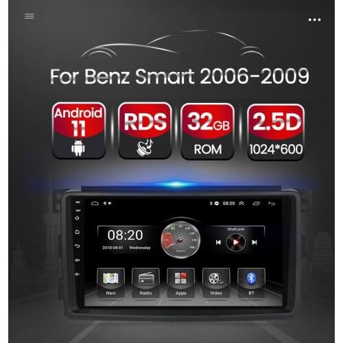 TomoStrong 1024X600 Android 11 Car Auto Radio Multimedia Video Player For Smart Fortwo W451 2006~2009 DVD WIFI FM Navigation GPS