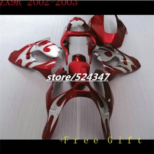 B Market hot sales manufacturers Ninja ZX9R 02-03 ZX - 9 r kawasaki Ninja ZX9R smooth red motorcycle fairing of the silver flame