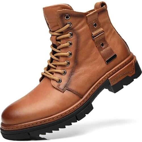 2020 Mens Winter Boots Genuine Leather Boots Vintage Army Boots 7#20/10d50