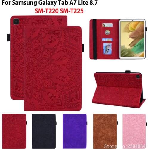 Case For Samsung Galaxy Tab A7 Lite 8.7 SM-T220 SM-T225 T220 Cover Funda Tablet Embossed Silicone PU Leather Stand Shell Coque