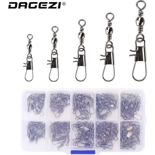 DAGEZI 100pcs/lot swivels interlock snap #6/#8/#10/#12/#14 Fishing Connector copper swivel fishing tackle Pesca