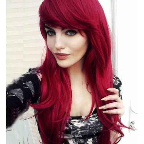 Long Synthetic Wig Brown Red Blonde Colored Wigs Water Wave Perruque Rouge Body Wave Synthetic Hair Highlight Cosplay Anime Wig