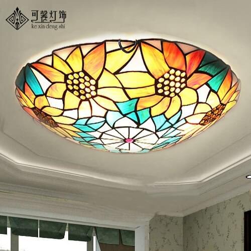 European Garden sunflower ceiling lamps, modern minimalist bedroom study living room lamps lighting LED lamp iron Yang