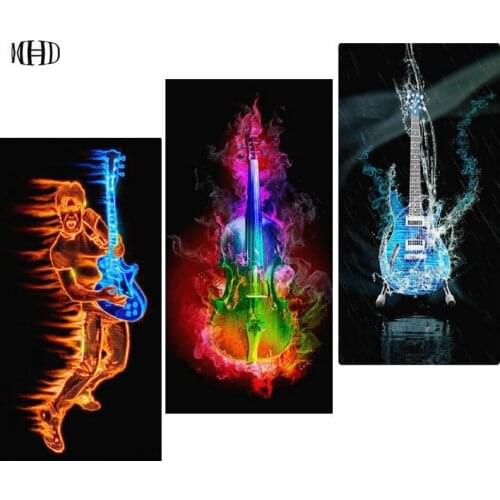 3 Styles Full Square & Round DIY Diamond Painting Guitar Pattern 5D Digital Diamond Fill Artwork Diamond Cross Stitch Guitar