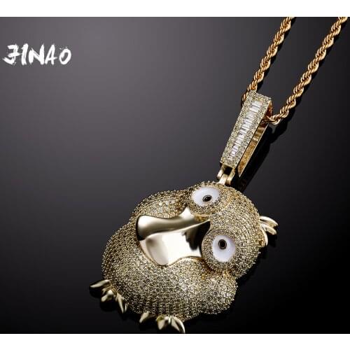 JINAO 2021 NEW Little Duck Pendant High Quality Personality Iced Out AAA+ CZ Pendant&Necklace With 4mm Tennis Chain Jewelry