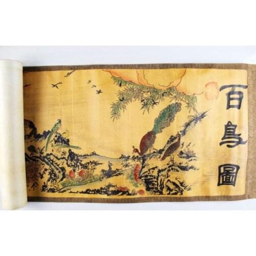 China Antique collection Boutique Calligraphy and painting A hundred birds diagram