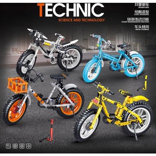 Bicycle Building Blocks Mountain Folding Assembled Bike Inflator Model Bricks Educational Toys Kid Children Gift Decorations