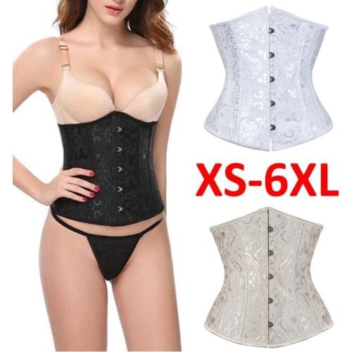 Lace Up Corset Jacquard Floral Bustier Plus Size 6XL Corsets Tops To Wear Out Corsette For Mujer Boned Underbust Slimming Waist