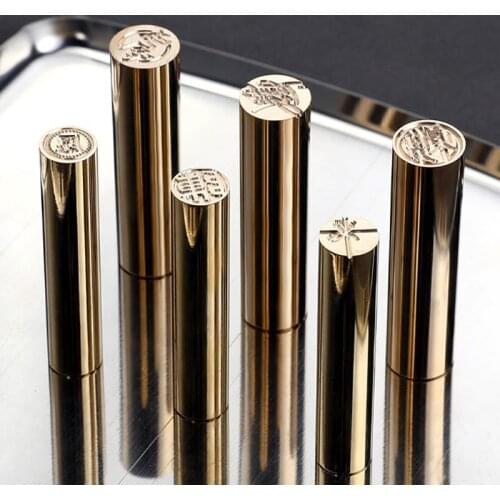 1Pcs cylindrical sealing wax brass vintage envelope seal stamp card decoration