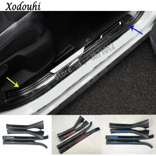 Car Stainless Steel Pedal Door Sill Scuff Plate Cover Inner Built Threshold For Volkswagen Vw T-ROC TROC 2017 2018 2019 2020