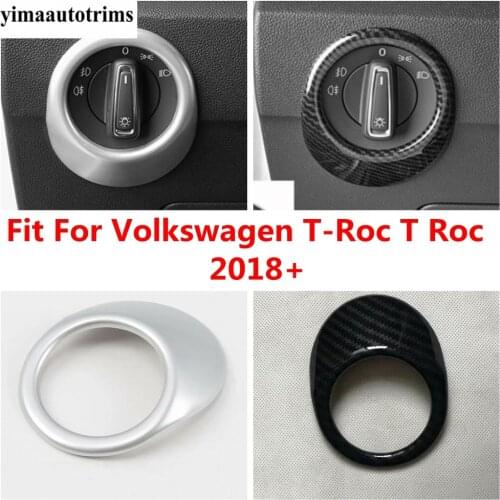 Head Lights Lamp Switch Button Panel Cover Trim For Volkswagen T-Roc T Roc 2018 - 2021 Carbon Fiber / Matte Interior Refit Kit