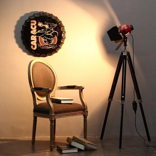 High Quality Vinatge Loft Red Headlight 800w Wood Aluminum Led Floor Lamp For Photography Studio Workshop Light Adjustable 1005